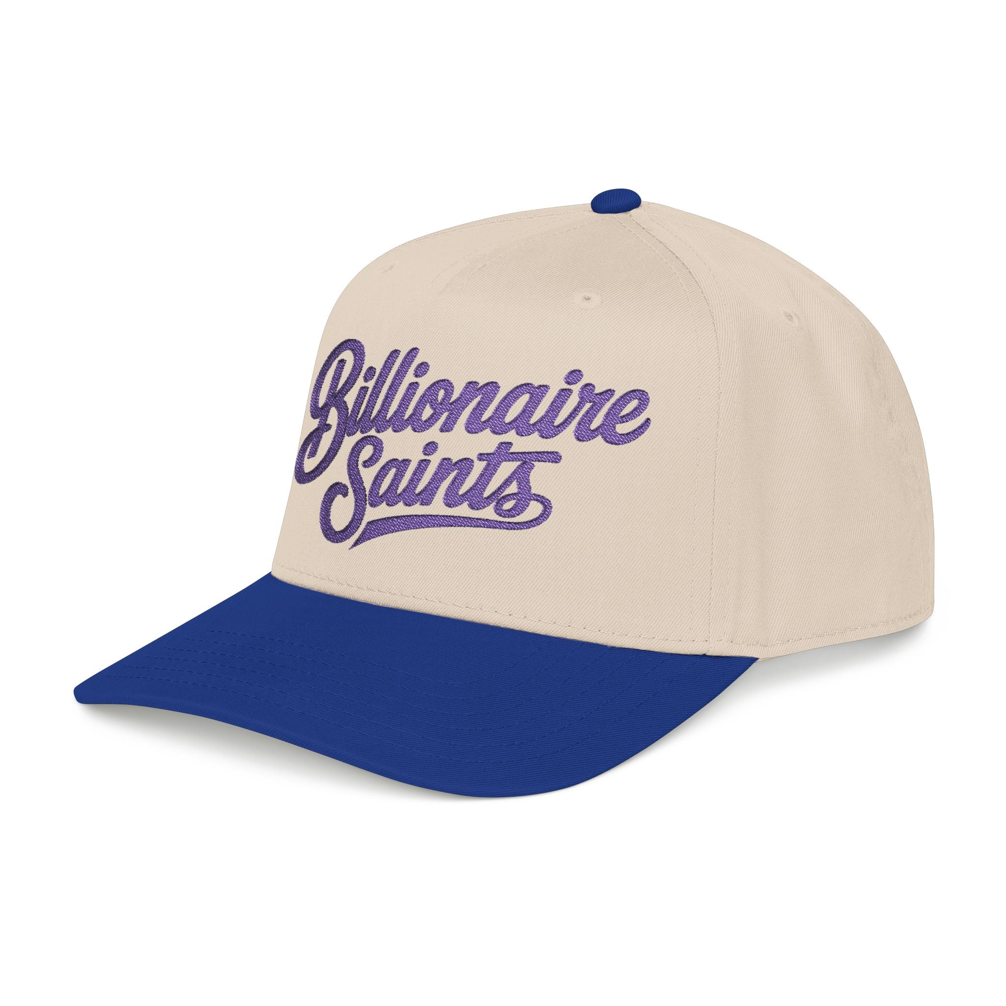 Billionaire Saints Blue Mid Profile Baseball Cap Retro Script Trucker Hat