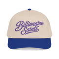 Billionaire Saints Blue Mid Profile Baseball Cap Retro Script Trucker Hat