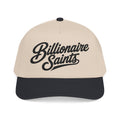 Billionaire Saints Black Mid Profile Baseball Cap Retro Script Trucker Hat