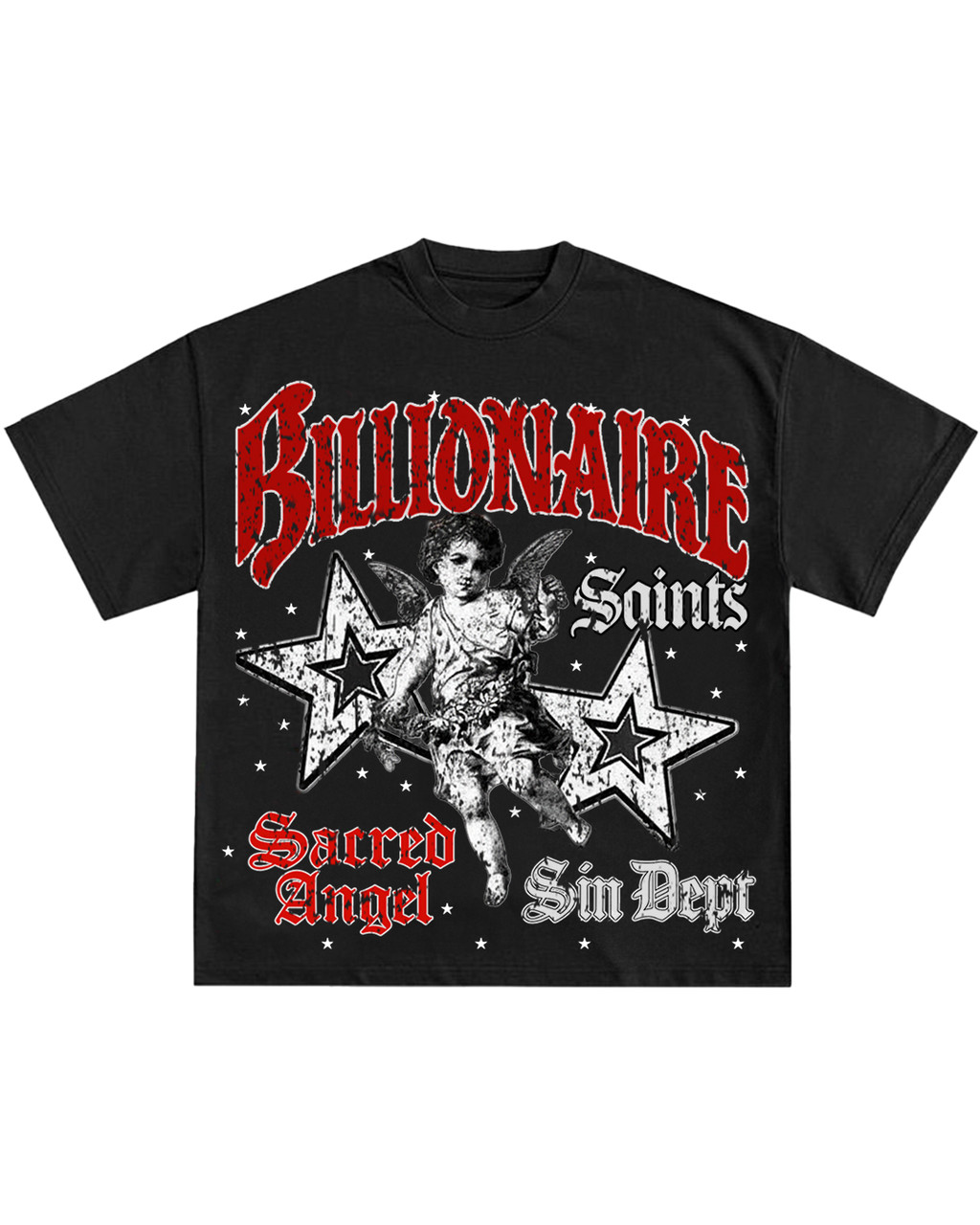 Billionaire Saints Sacred Angel Black Tee