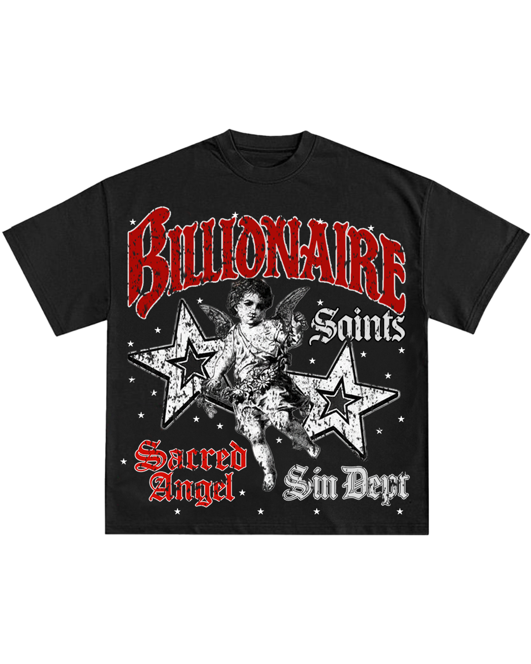 Billionaire Saints Sacred Angel Black Tee